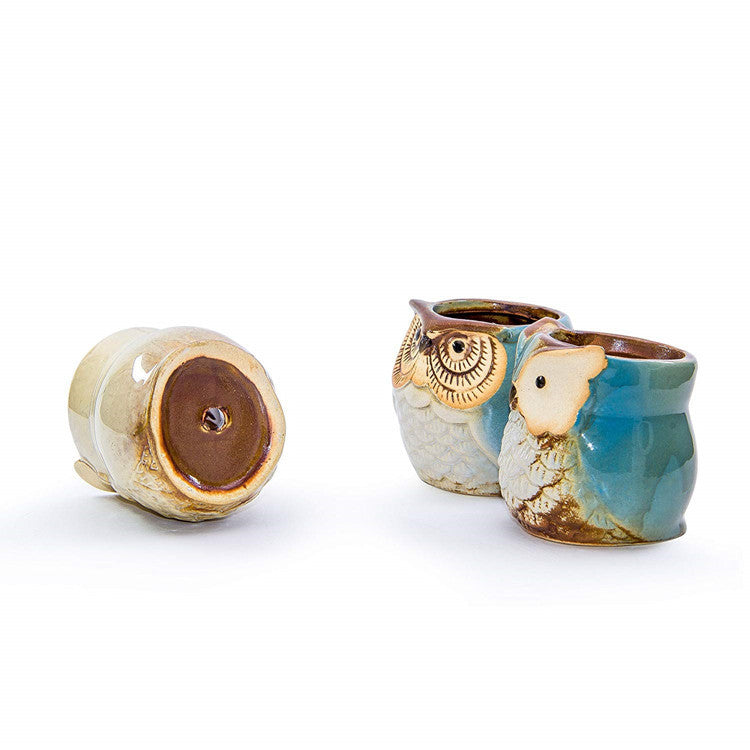 Owl Animal Thumb Flower Pot Personality Ceramic Craft Office Home Decoration